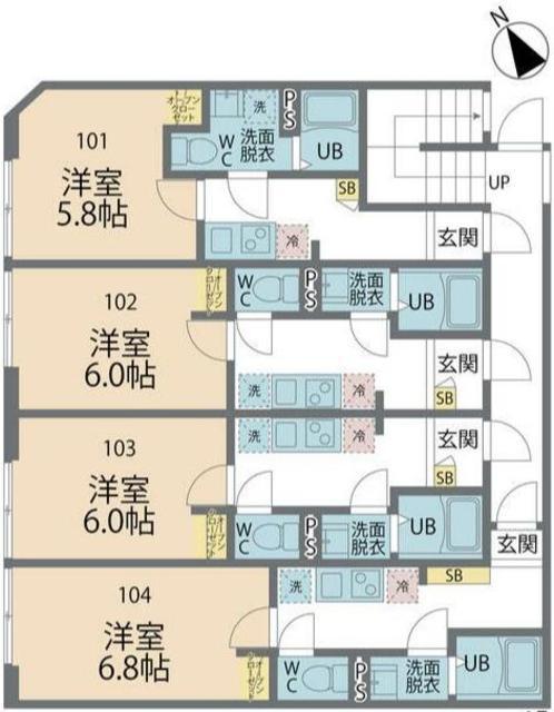 カインドネス相模原(1K/3階)の間取り写真