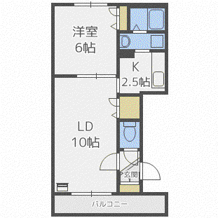 ラアムール栄通(1LDK/1階)の間取り写真
