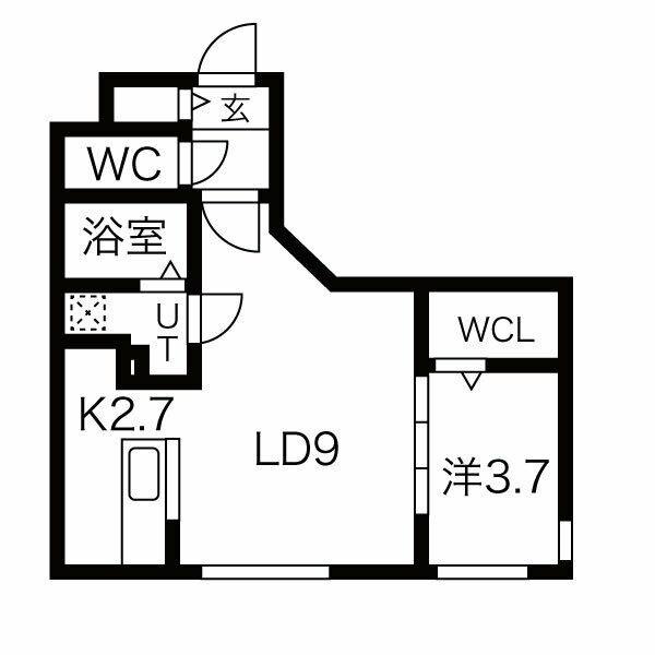 ラ・エスペランス麻生(1LDK/3階)の間取り写真
