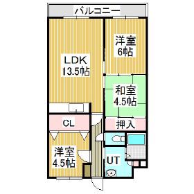 シャトーサンライズ(3LDK/4階)の間取り写真