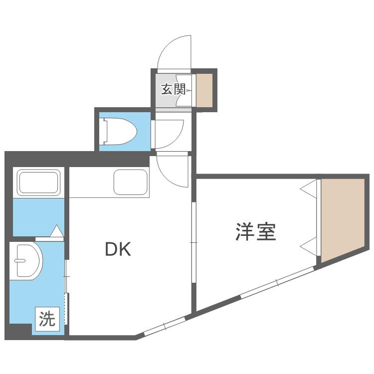 グランパレスK(1DK/3階)の間取り写真