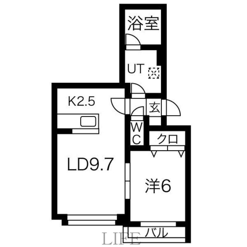 ヴィラ安富(1LDK/1階)の間取り写真