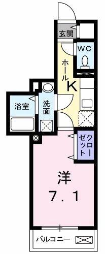 ディアコート(1K/2階)の間取り写真