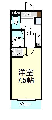 アネックス遠石II(1K/3階)の間取り写真