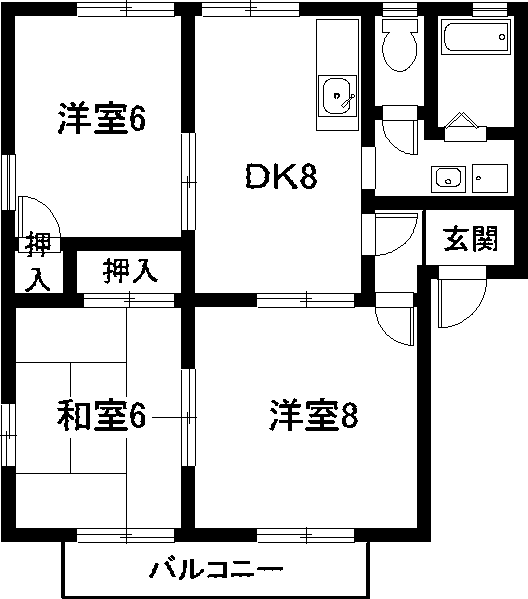 フレグランス新栄 E棟(3DK/2階)の間取り写真