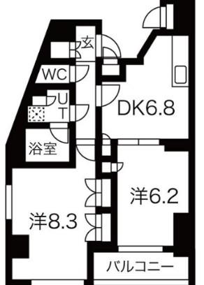 クレイシア戸越公園(2DK/5階)の間取り写真