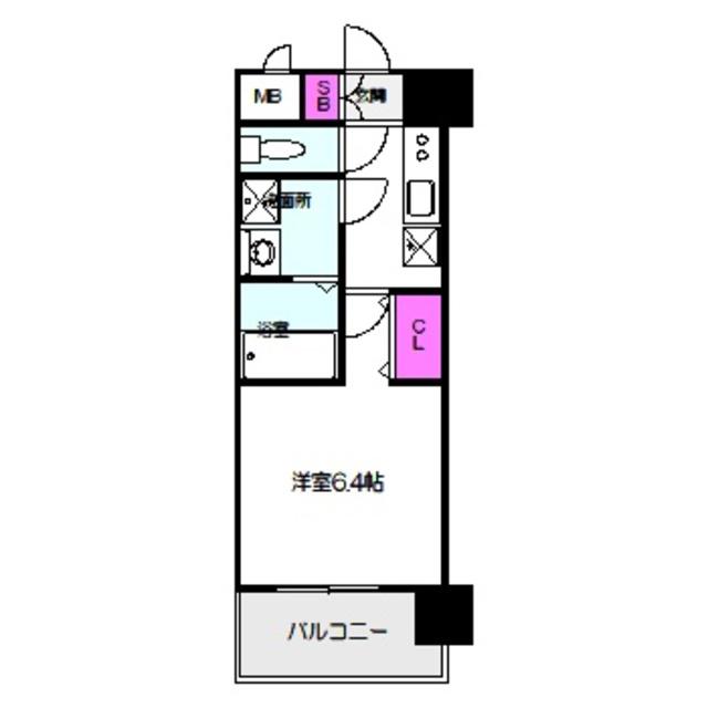 レジュールアッシュ大阪城北(1K/2階)の間取り写真
