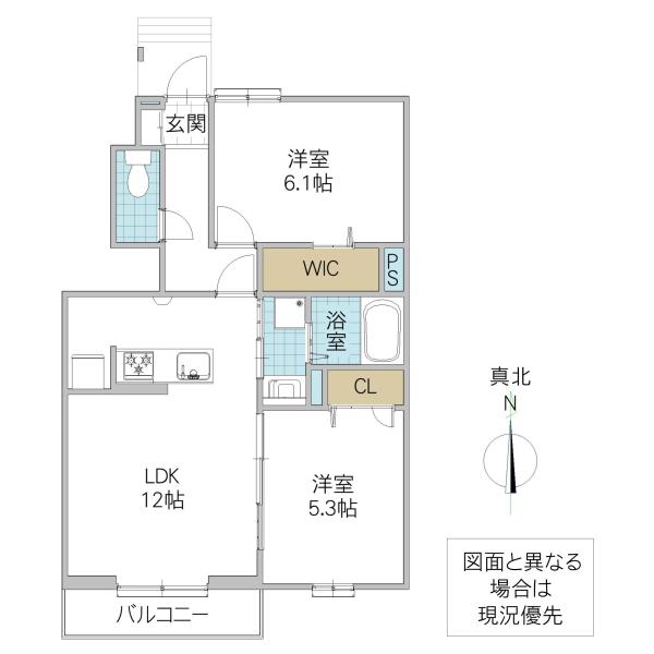 ルミエールKVII(2LDK/1階)の間取り写真