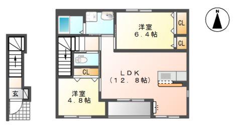 ラシュラン(2LDK/2階)の間取り写真