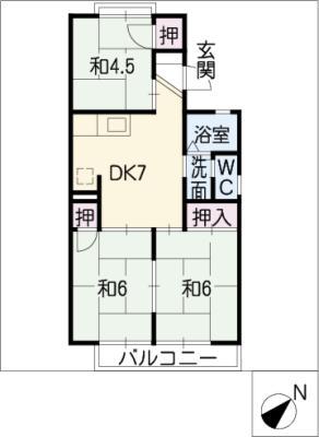 ジュネス62(3DK/2階)の間取り写真