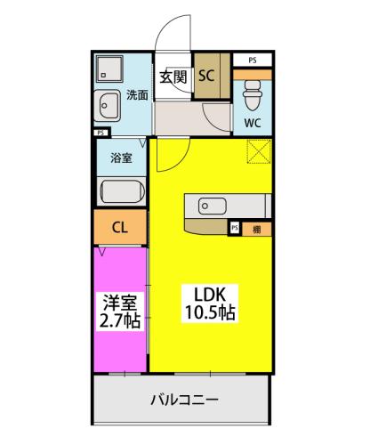 RAY GRAYD SHINONOME(1LDK/2階)の間取り写真