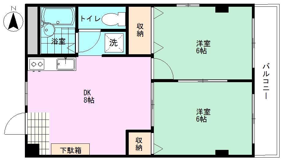 吉原山崎マンション(2DK/2階)の間取り写真