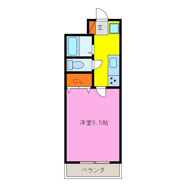 ダイムマンション鈴鹿(1K/3階)の間取り写真