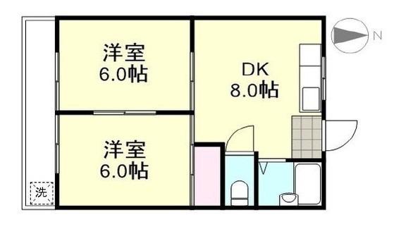 楽寿マンション(2DK/3階)の間取り写真