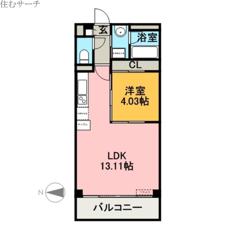 ASレジデンス四日市(1LDK/2階)の間取り写真