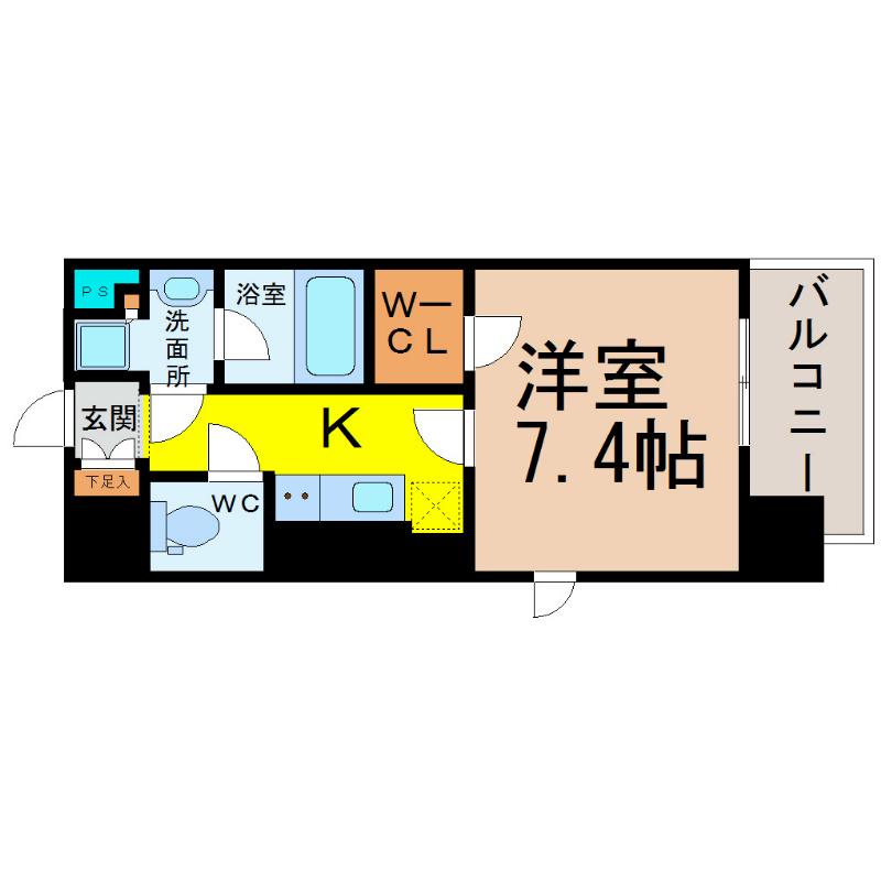 エディアン千種(1K/8階)の間取り写真