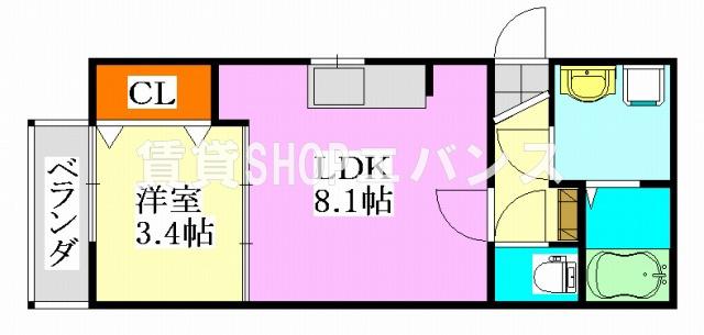 グランビュー実籾(1LDK/2階)の間取り写真