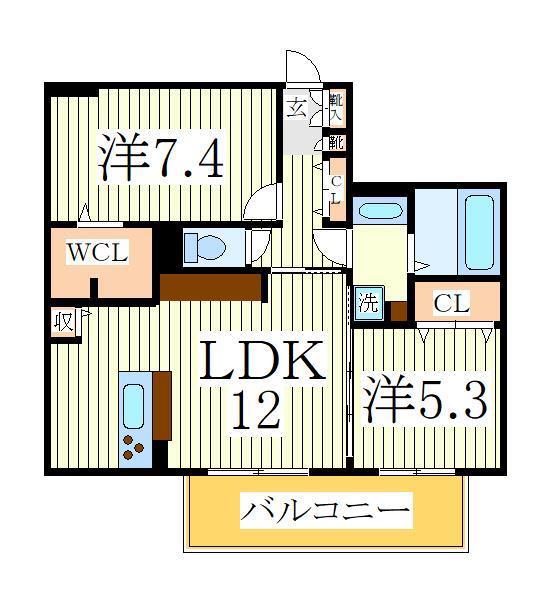 ブリエIII(2LDK/1階)の間取り写真