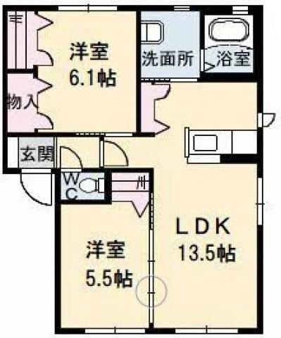 クラヴィエ南昭和 D棟(2LDK/1階)の間取り写真