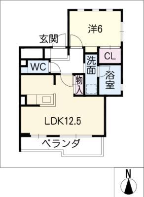 グラン・エスパスII(1LDK/2階)の間取り写真