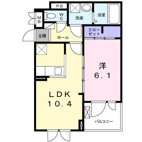カーサフェリーチェ(1LDK/2階)の間取り写真