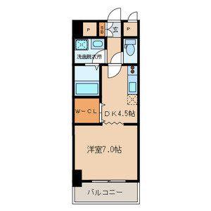 サンルーヴル(1DK/9階)の間取り写真