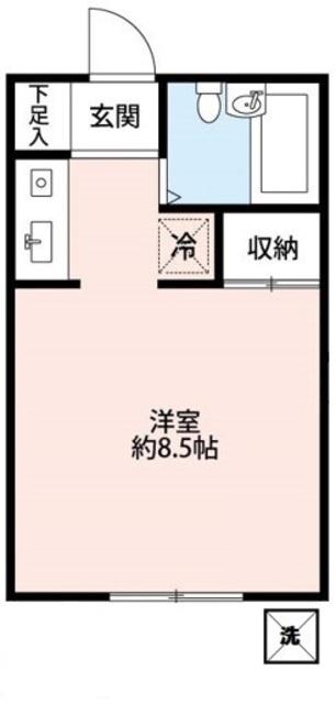 ヒルサイドコア(1K/2階)の間取り写真