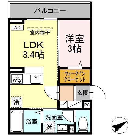 ウィステリア(1LDK/3階)の間取り写真
