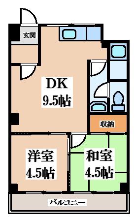 オレンジマンション(2DK/2階)の間取り写真