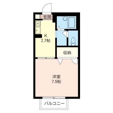 サンリヴェール(1K/2階)の間取り写真