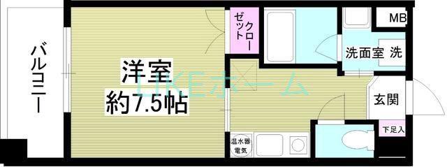 金子ビル(1K/4階)の間取り写真