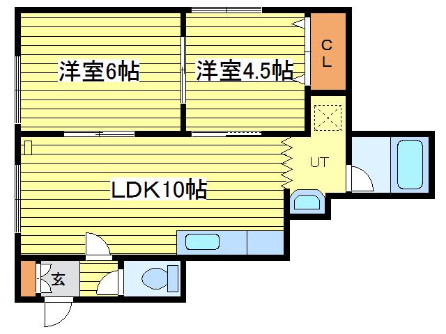 みゆきハウス(2LDK/3階)の間取り写真