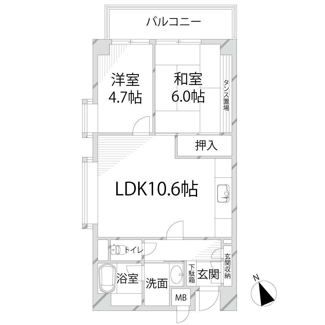 キャッスルコート辻井(2LDK/3階)の間取り写真