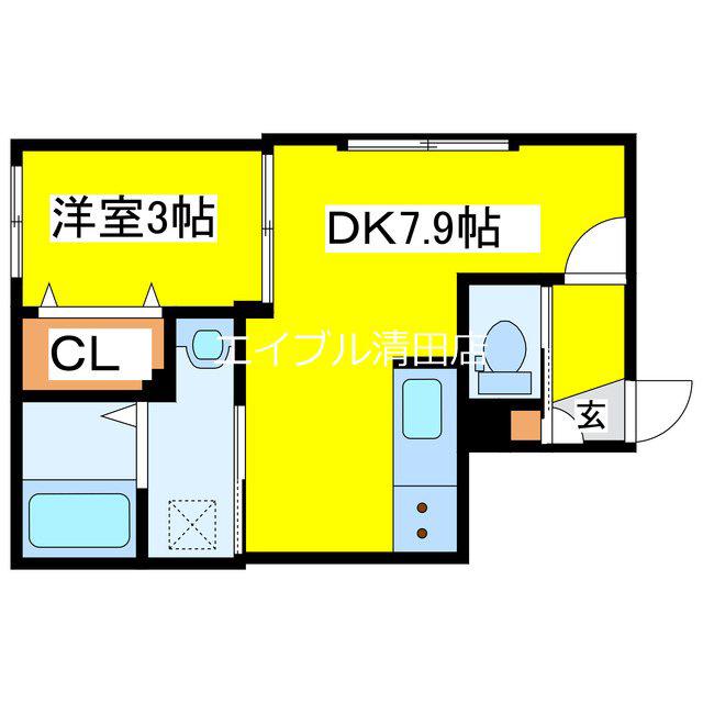 CLIO共栄(1LDK/2階)の間取り写真