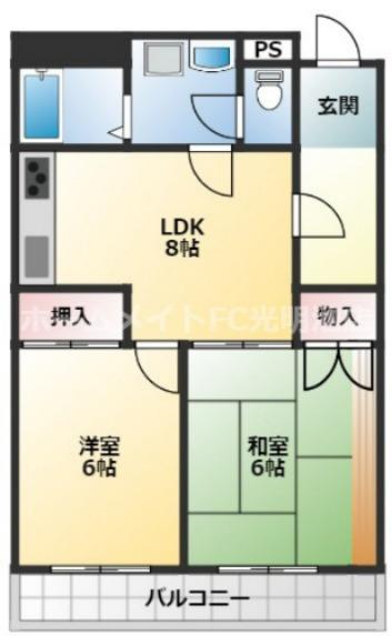 メゾン・ロゼ(2LDK/3階)の間取り写真