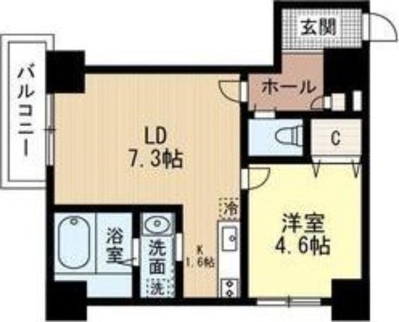 LEVANTE元町(1LDK/2階)の間取り写真