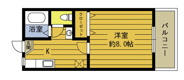 シーサイド山口 B(1K/1階)の間取り写真