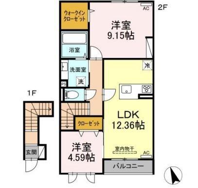 ガーデンリーフ平和台(2LDK/2階)の間取り写真