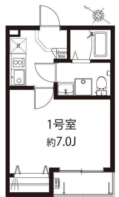 モダンライト北柏(1K/2階)の間取り写真