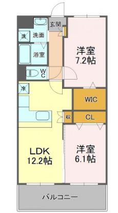 SUN LEAF手越(2LDK/2階)の間取り写真
