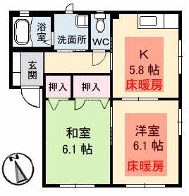 クレルM(2K/1階)の間取り写真