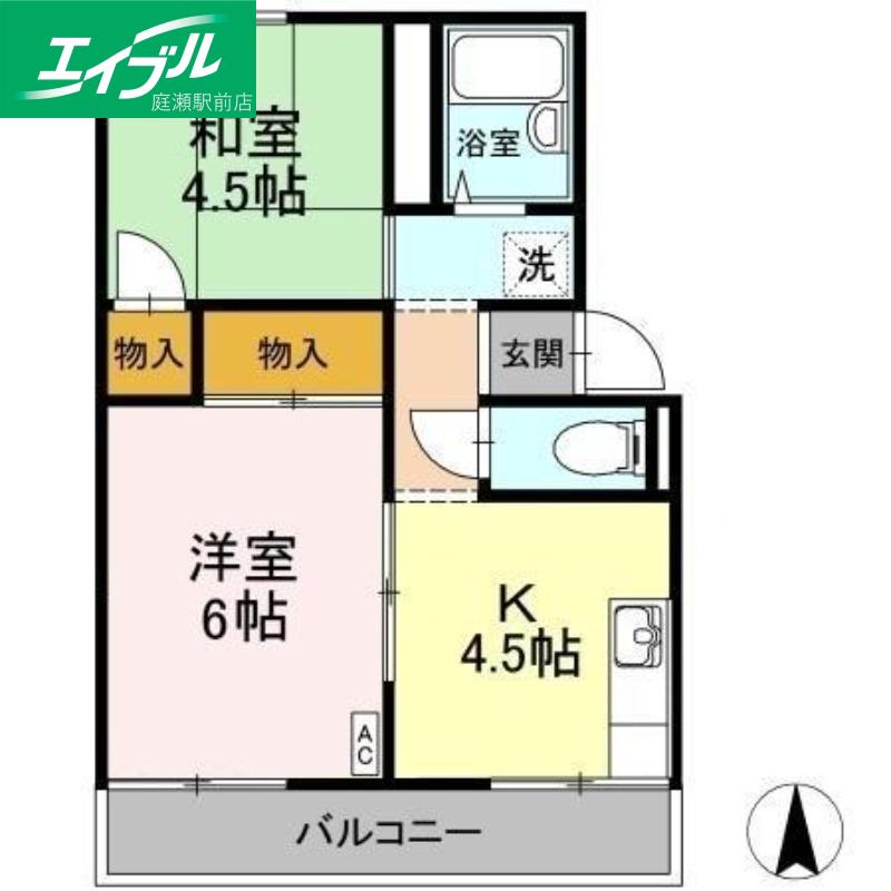 プレジール板谷(2DK/2階)の間取り写真