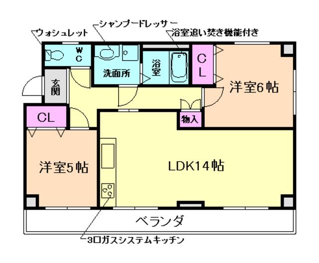 ハイライズ西田(2LDK/2階)の間取り写真
