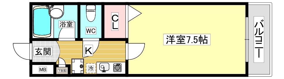 パレ北昭和(1K/1階)の間取り写真