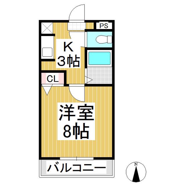 ベルクラント高田(1K/1階)の間取り写真
