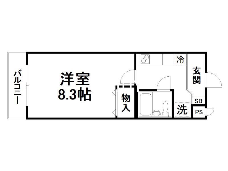 吉祥院ヴィラ(1K/3階)の間取り写真