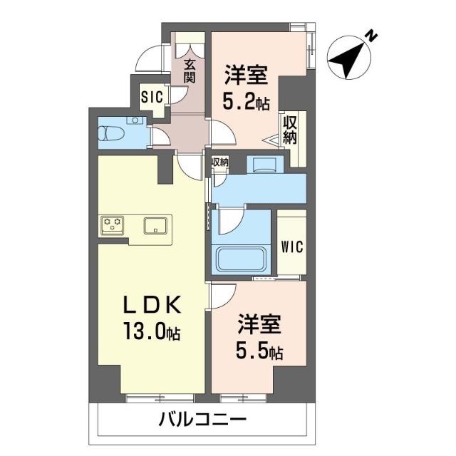 クラルテ羽沢横浜国大(2LDK/2階)の間取り写真