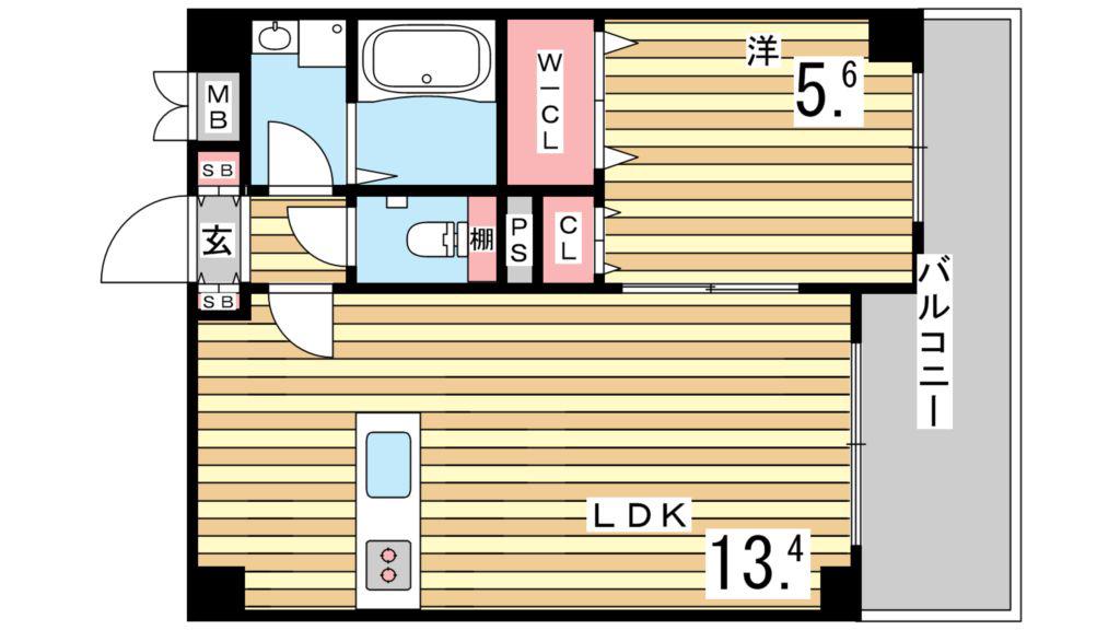 グレンパーク兵庫駅前(1LDK/2階)の間取り写真