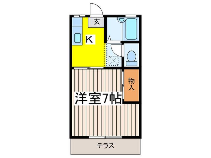 コーポ三鈴B棟(1K/2階)の間取り写真