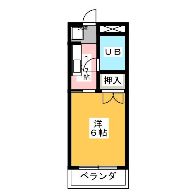 アパートメント北深志(1K/3階)の間取り写真